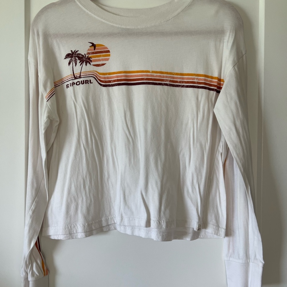 Rip Curl Cream Long Sleeve with Sunset and Palm Design